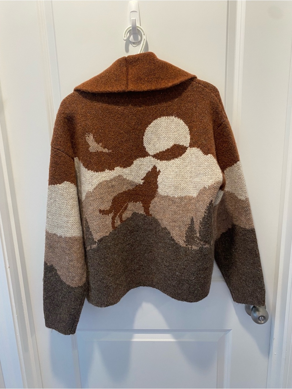 Lucky Brand NWT Western Southwestern Mountain Landscape Cardigan M - Picture 2 of 10